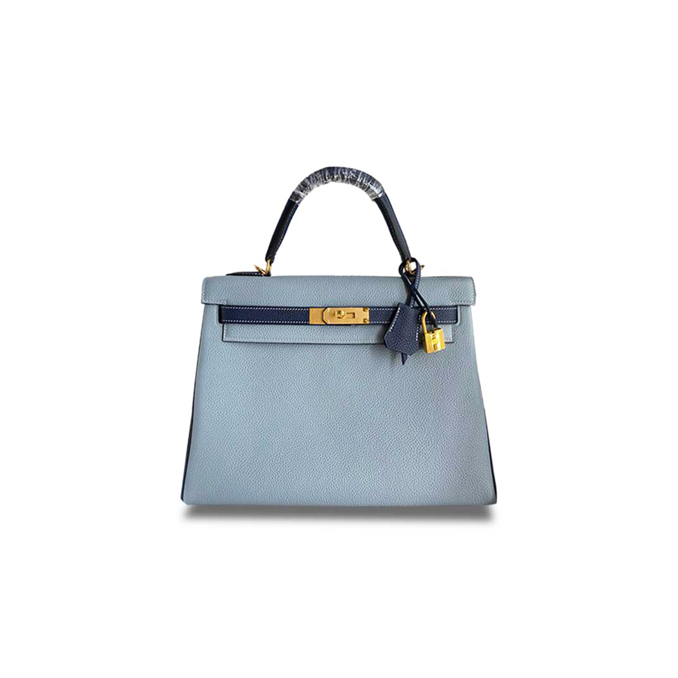 H**mes master kelly 32 togo linen blue and dark blue gold buckle (32*23*10.5cm)